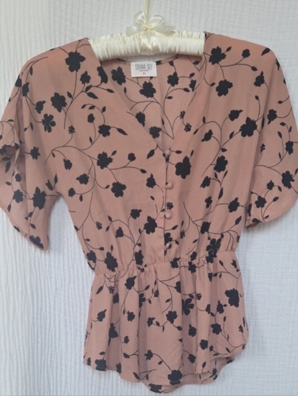 Sienna Sky Blush Pink Floral Button-Front Women's Top